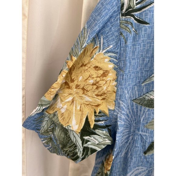 Joe Marlin XL Men's Hawaiian Camp Shirt Blue Short Sleeve Floral - Picture 4 of 5